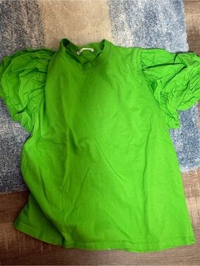 Bright Green Ruffled Sleeve Women’s Top